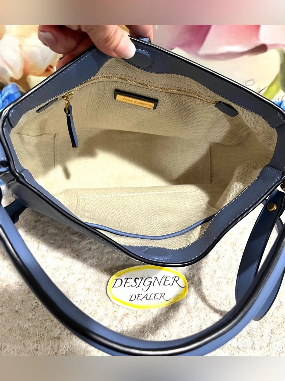 Tory Burch Small Miller Slouchy Hobo Crossbody Bag Pastel Blue